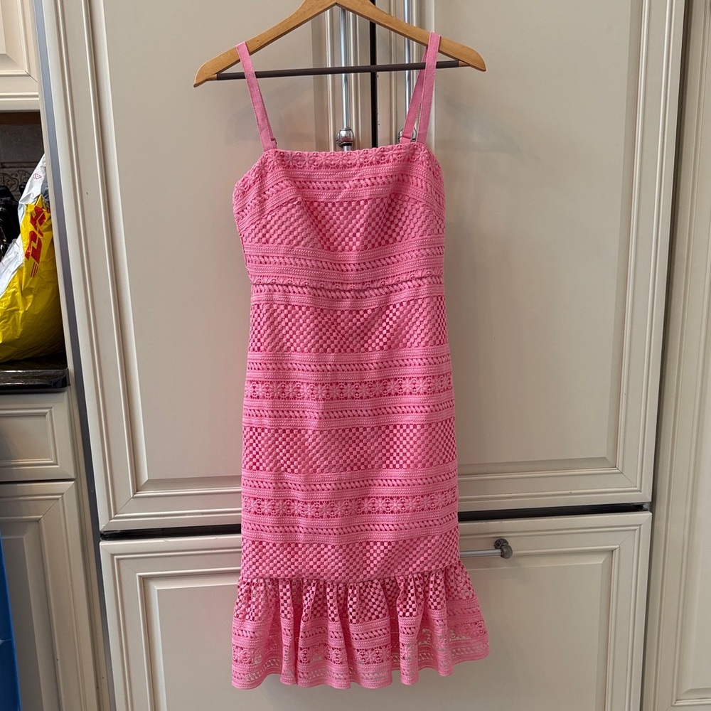 J.Crew geometric lace midi dress